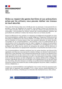 Recommandations COVID-19 pour les artisans