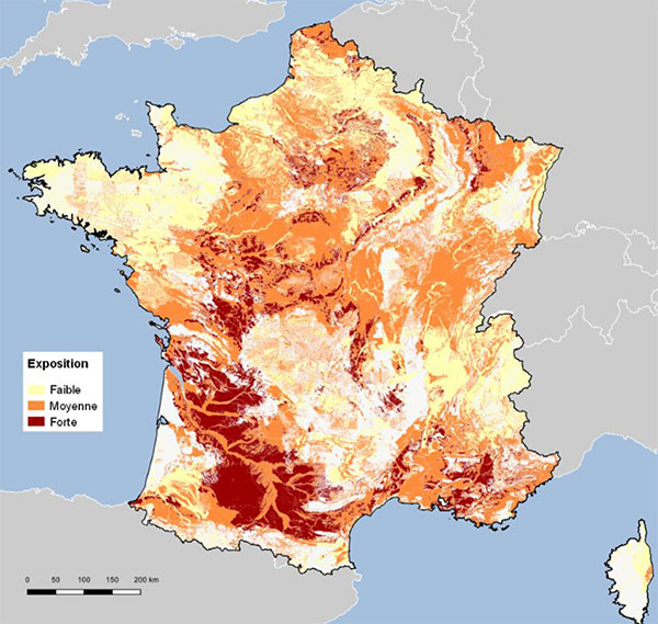 Cartographie de l'exposition du territoire au phénomène de retrait gonflement