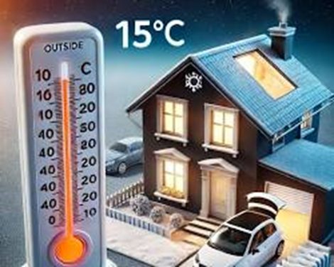 Température extérieure 15°C maison chauffée voiture neige