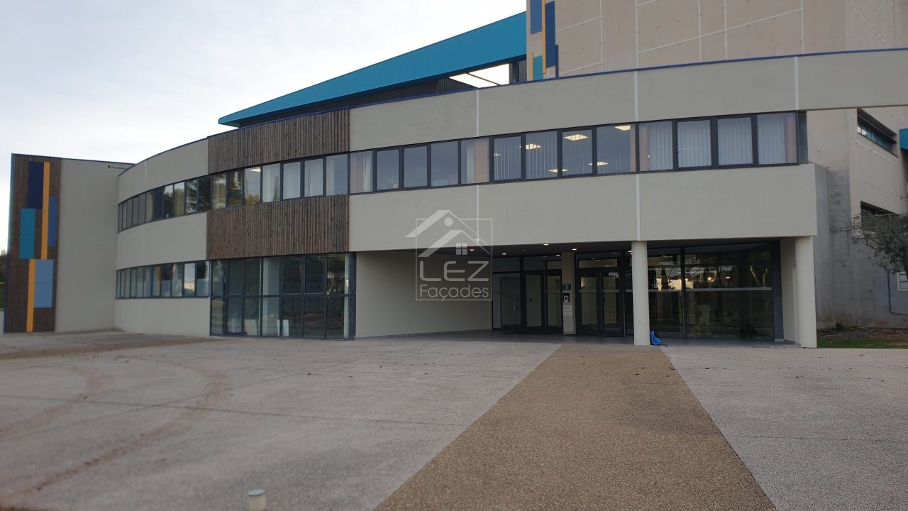 Modern building with large windows and entrance